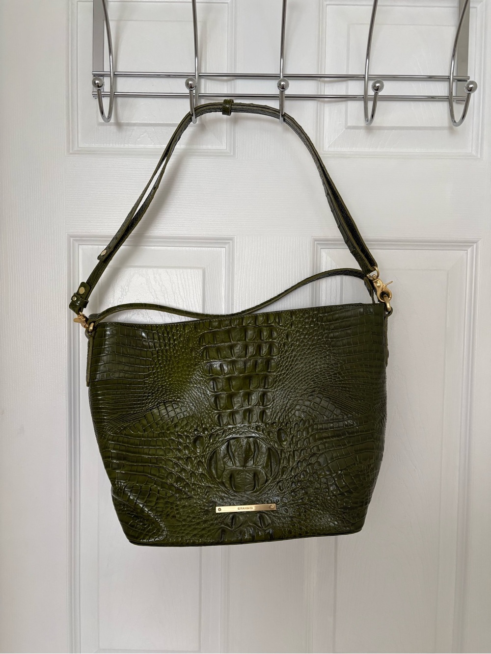 Brahmin Olive Croc-Embossed Shoulder Tote Back To The Office Special!